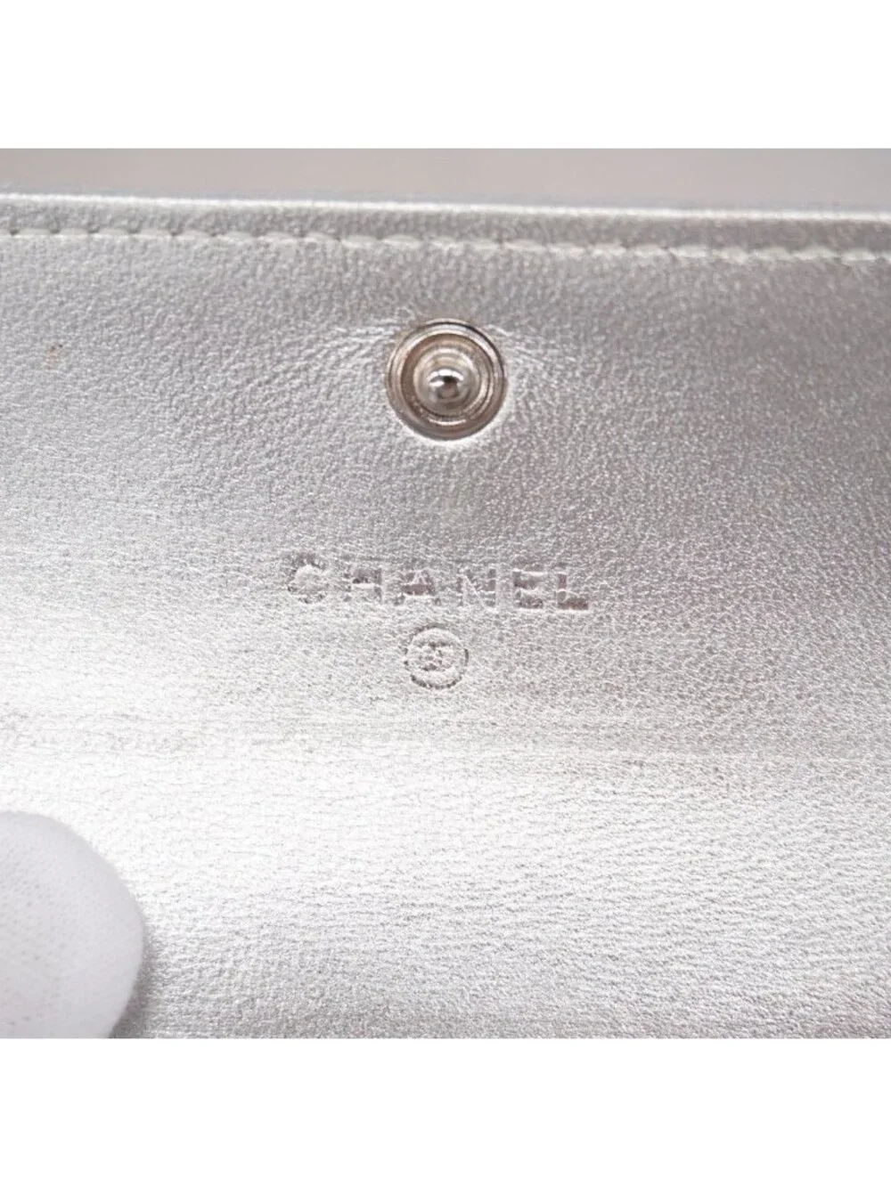 Chanel Card Case Quilted Lambskin Silver